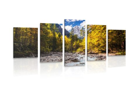 QUADRO IN 5 PARTI PAESAGGIO DI MONTAGNA PITTURESCO - QUADRI DI NATURA E PAESAGGIO - QUADRI