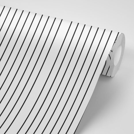 TAPETE SCHWARZ-WEISSES REGENBOGEN-MUSTER MID-CENTURY - GEMUSTERTE TAPETEN - TAPETEN