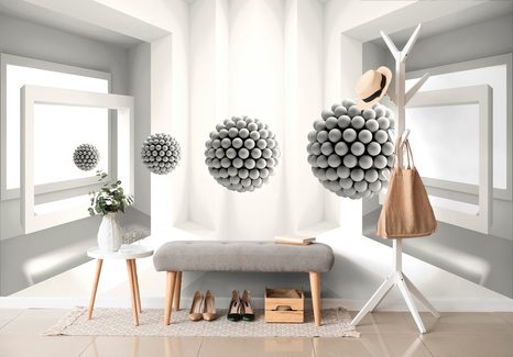 TAPETA ČERNOBÍLÉ KULIČKY V PROSTORU - ČERNOBÍLÉ TAPETY - TAPETY