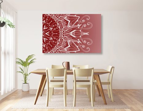 OBRAZ BÍLÁ MANDALA NA BORDOVÉM POZADÍ - OBRAZY FENG SHUI - OBRAZY