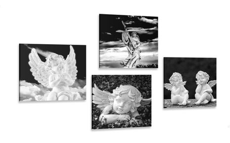 SET OF PICTURES OF ANGELS IN BLACK & WHITE