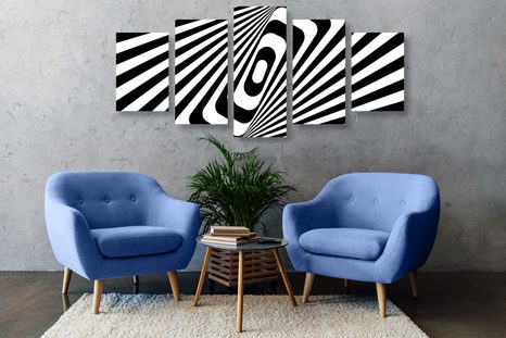 5 RÉSZES KÉP FEKETE FEHÉR ILÚZIÓ - FEKETE-FEHÉR KÉPEK - KÉPEK