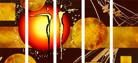 QUADRI 5 PEZZI – COPPIA INNAMORATA ETNICA - QUADRI ASTRATTO - STAMPE E QUADRI