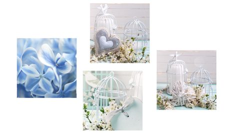 SET DI QUADRI – ERBA MEDICA CON FIORE BLU - COLLEZIONI DI QUADRI - STAMPE E QUADRI