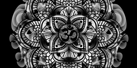 TABLOU MANDALA SĂNĂTĂȚII ÎN DESIGN ALB-NEGRU - TABLOURI ALB-NEGRU - TABLOURI