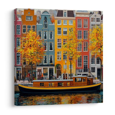 WANDBILD BUNTE HÄUSER UND BOOT - BUNTE HÄUSER - BILDER