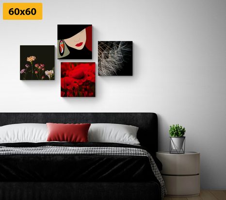 SET OBRAZŮ ELEGANTNÍ ŽENA V ZAJÍMAVÉM STYLU - SESTAVY OBRAZŮ - OBRAZY