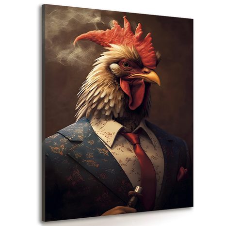 CANVAS PRINT ANIMAL GANGSTER ROOSTER - PICTURES OF ANIMAL GANGSTERS - PICTURES
