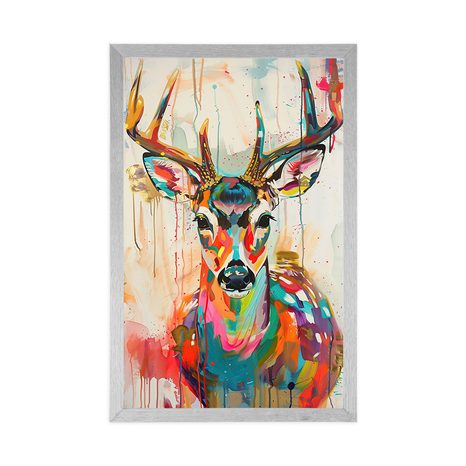 POSTER – CERBIATTA CON IMITAZIONE PITTORICA - CERVO - POSTER