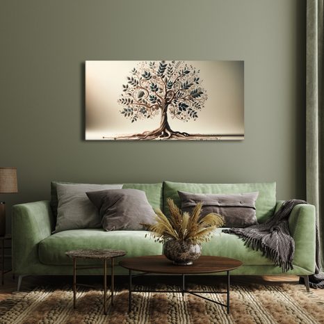 TABLOU ARBORELE VIEȚII CU FRUNZE ȘI SPIRALE - TABLOURI ARBORII VIEȚII - TABLOURI