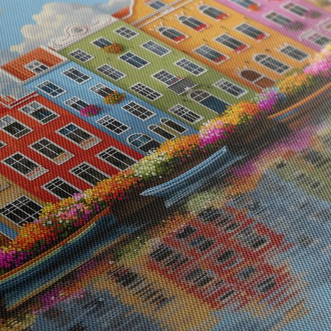 WANDBILD BUNTE HÄUSER AM KANAL - BUNTE HÄUSER - BILDER