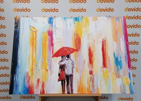 TABLEAU SUR TOILE – PROMENADE SOUS LA PLUIE - TABLEAUX D'AMOUR - TABLEAUX