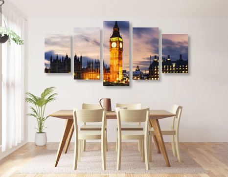 КАРТИНИ ОТ 5 ЧАСТИ – НОЩЕН БИГ БЕН В ЛОНДОН - ГРАДСКИ КАРТИНИ - КАРТИНИ