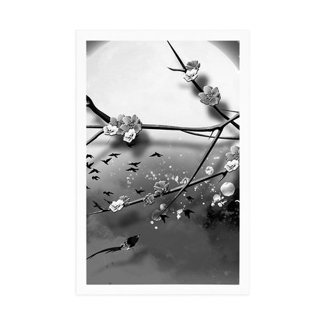 POSTER BAUMZWEIGE BEIM VOLLMOND IN SCHWARZ-WEISS - SCHWARZ-WEISS - POSTER