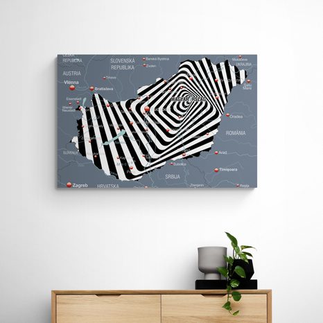 QUADRO IN SUGHERO – MAPPA DELL'UNGHERIA IN VERSIONE MODERNA - QUADRI SU SUGHERO - STAMPE E QUADRI