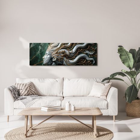 KÉP NŐ ARANY LEVELEKKEL, TERMÉSZET KAPCSOLATTAL - NŐKET ÁBRÁZOLÓ KÉPEK - KÉPEK