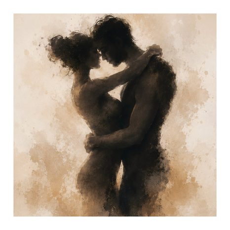 TABLEAU SUR TOILE – FUSION ROMANTIQUE DE DEUX ÂMES - TABLEAUX D'AMOUR - TABLEAUX