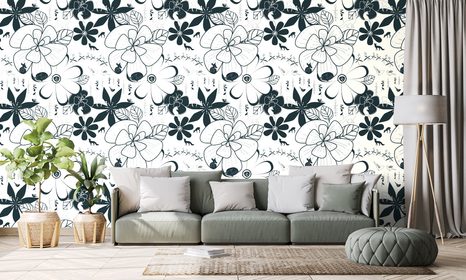 SAMOLEPÍCÍ TAPETA ZVÍŘATA V OKOLÍ KVĚTIN - SAMOLEPÍCÍ TAPETY - TAPETY