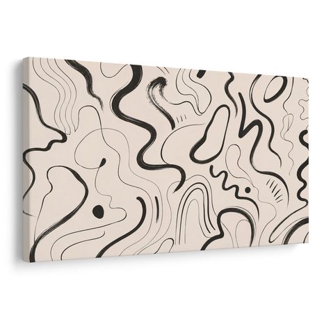 TABLEAU SUR TOILE – FLUX ABSTRAIT DE LIGNES NOIRES - IMAGES FORMES ABSTRAITES - TABLEAUX