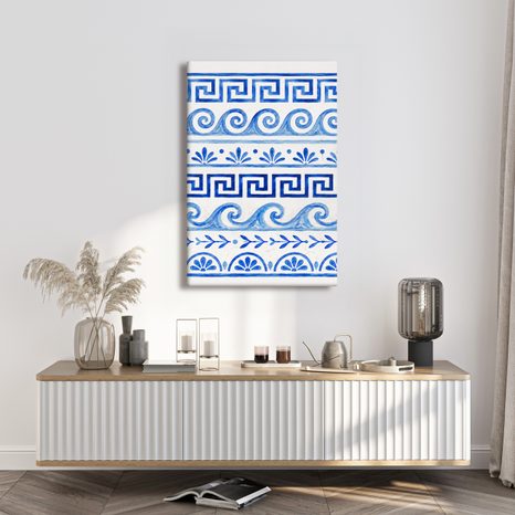 TABLEAU SUR TOILE – MOTIFS BLEUS MÉDITERRANÉENS - TABLEAUX PAR THÈME - TABLEAUX