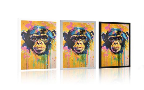 POSTER MAIMUȚĂ CU IMITAȚIA PICTURII - MAIMUȚE - POSTERE