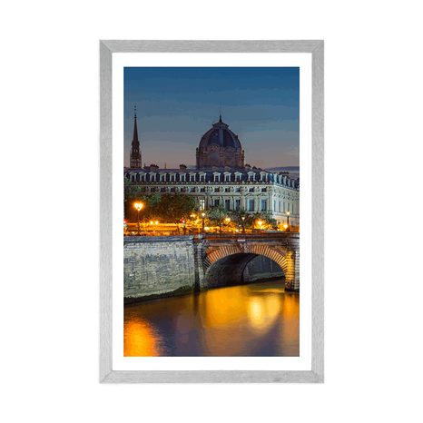 PLAKÁT S PASPARTOU OSLŇUJÍCÍ PANORAMA PAŘÍŽE - MĚSTA - PLAKÁTY