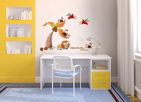 DEKORATIVE WANDAUFKLEBER DSCHUNGELTIERE - FÜR KINDER - AUFKLEBER