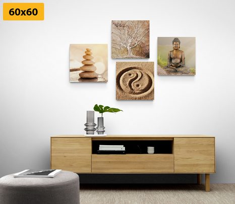 SET OBRAZOV FENG SHUI V BÉŽOVÝCH ODTIEŇOCH - ZOSTAVY OBRAZOV - OBRAZY