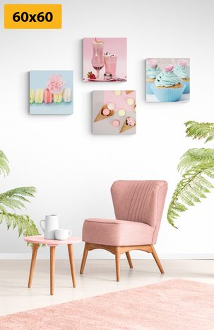 SET OBRAZOV SLADKÁ POCHÚŤKA S NÁPOJOM - ZOSTAVY OBRAZOV - OBRAZY