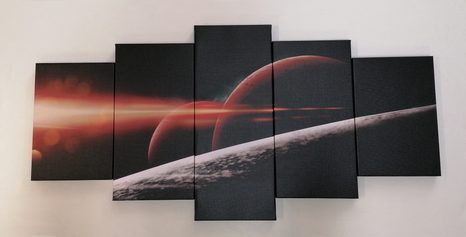 5-TEILIGES WANDBILD PLANETEN IN DER GALAXIE - BILDER VON UNIVERSUM UND STERNEN - BILDER
