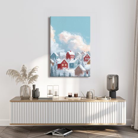 OBRAZ ZASNĚŽENÁ VESNIČKA - VÁNOČNÍ A ZIMNÍ OBRAZY - OBRAZY