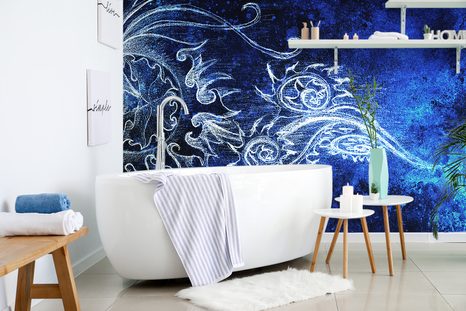 SAMOLEPÍCÍ TAPETA NEOBYČEJNÁ MODRÁ KRESBA - SAMOLEPÍCÍ TAPETY - TAPETY