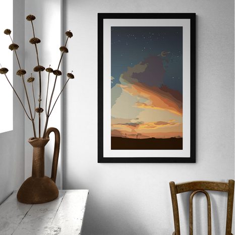 PLAGÁT S PASPARTOU MAGICKÁ NOC V PRÍRODE - MOTÍVY Z NAŠEJ DIELNE - PLAGÁTY