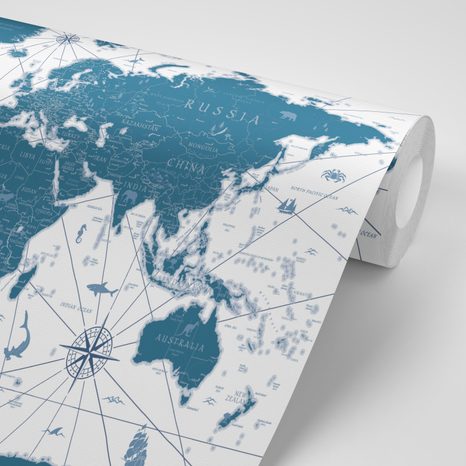SAMOLEPÍCÍ TAPETA MODRÁ MAPA - SAMOLEPÍCÍ TAPETY - TAPETY
