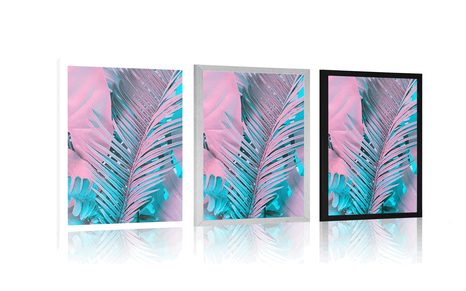 PLAGÁT PALMOVÉ LISTY V NEOBYČAJNÝCH NEÓNOVÝCH FARBÁCH - PRÍRODA - PLAGÁTY