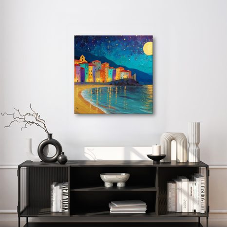 OBRAZ BAREVNÉ DOMY U POBŘEŽÍ - BAREVNÉ DOMY - OBRAZY