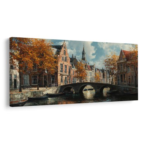 OBRAZ KLIDNÁ PODZIMNÍ ULICE - BAREVNÉ DOMY - OBRAZY