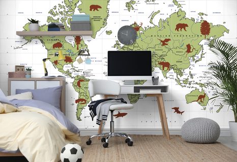 CARTA DA PARATI – MAPPA CON ANIMALI - CARTA DA PARATI MAPPE - CARTA DA PARATI