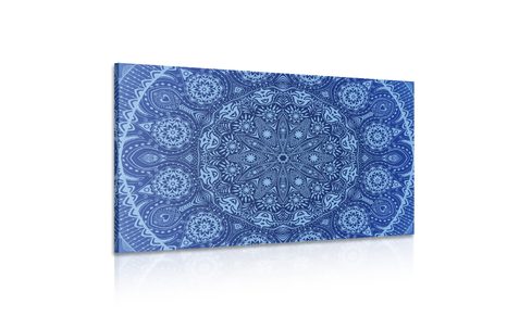 OBRAZ OKRASNÁ MANDALA S KRAJKOU V MODRÉ BARVĚ - OBRAZY FENG SHUI - OBRAZY