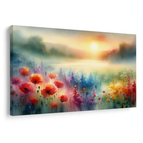 OBRAZ LOUKA PŘI VÝCHODU SLUNCE - OBRAZY VÝCHOD A ZÁPAD SLUNCE - OBRAZY