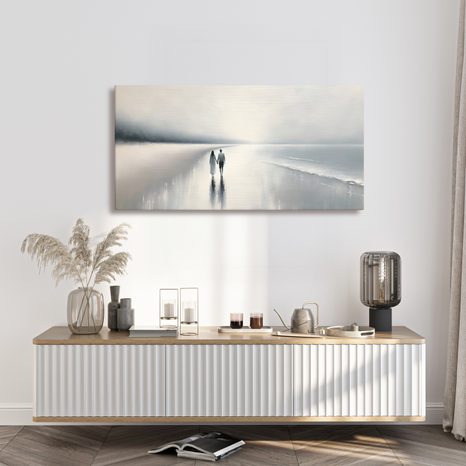 WANDBILD LIEBESPAAR AN DER KÜSTE - BILDER MEER UND STRAND - BILDER