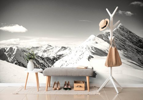 FOTOTAPETA ZASNĚŽENÉ ČERNOBÍLÉ POHOŘÍ - ČERNOBÍLÉ TAPETY - TAPETY