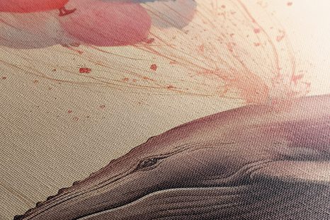 OBRAZ ZASNĚNÁ VELRYBA S BALONY - ZASNĚNÁ ZVÍŘÁTKA - OBRAZY