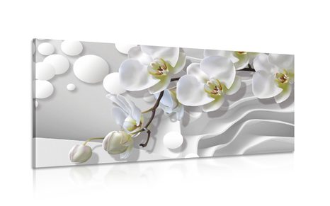TABLEAU SUR TOILE – ORCHIDÉE SUR FOND ABSTRAIT - TABLEAUX DE FLEURS - TABLEAUX