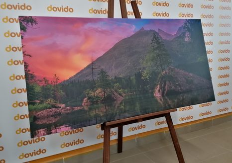 CANVAS PRINT SUNSET OVER A MOUNTAIN LANDSCAPE - PICTURES OF NATURE AND LANDSCAPE - PICTURES