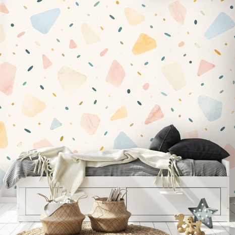 TAPÉTA PASZTELL TERRAZZO FORMÁK - TAPÉTÁK GYEREKEKNEK - TAPÉTÁK
