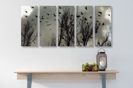 TABLOU 5-PIESE TURMĂ DE CIORI - TABLOU NATURĂ ȘI PEISAJE NATURALE - TABLOURI