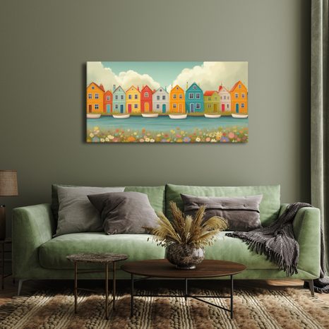 OBRAZ VESELÁ MALEBNÁ ULIČKA - BAREVNÉ DOMY - PICTURES