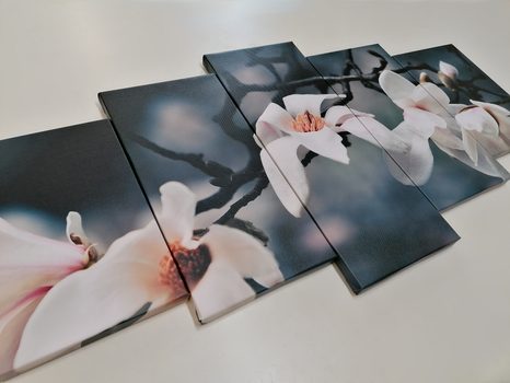 TABLOU 5-PIESE TREZIREA MAGNOLIEI - TABLOU FLORI - TABLOURI