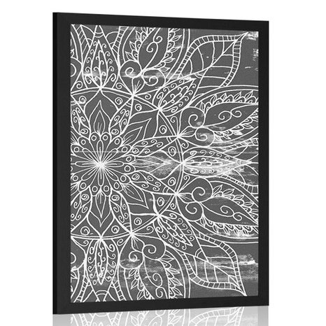 AFFICHE TEXTURE DE MANDALA EN NOIR ET BLANC - FENG SHUI - AFFICHES